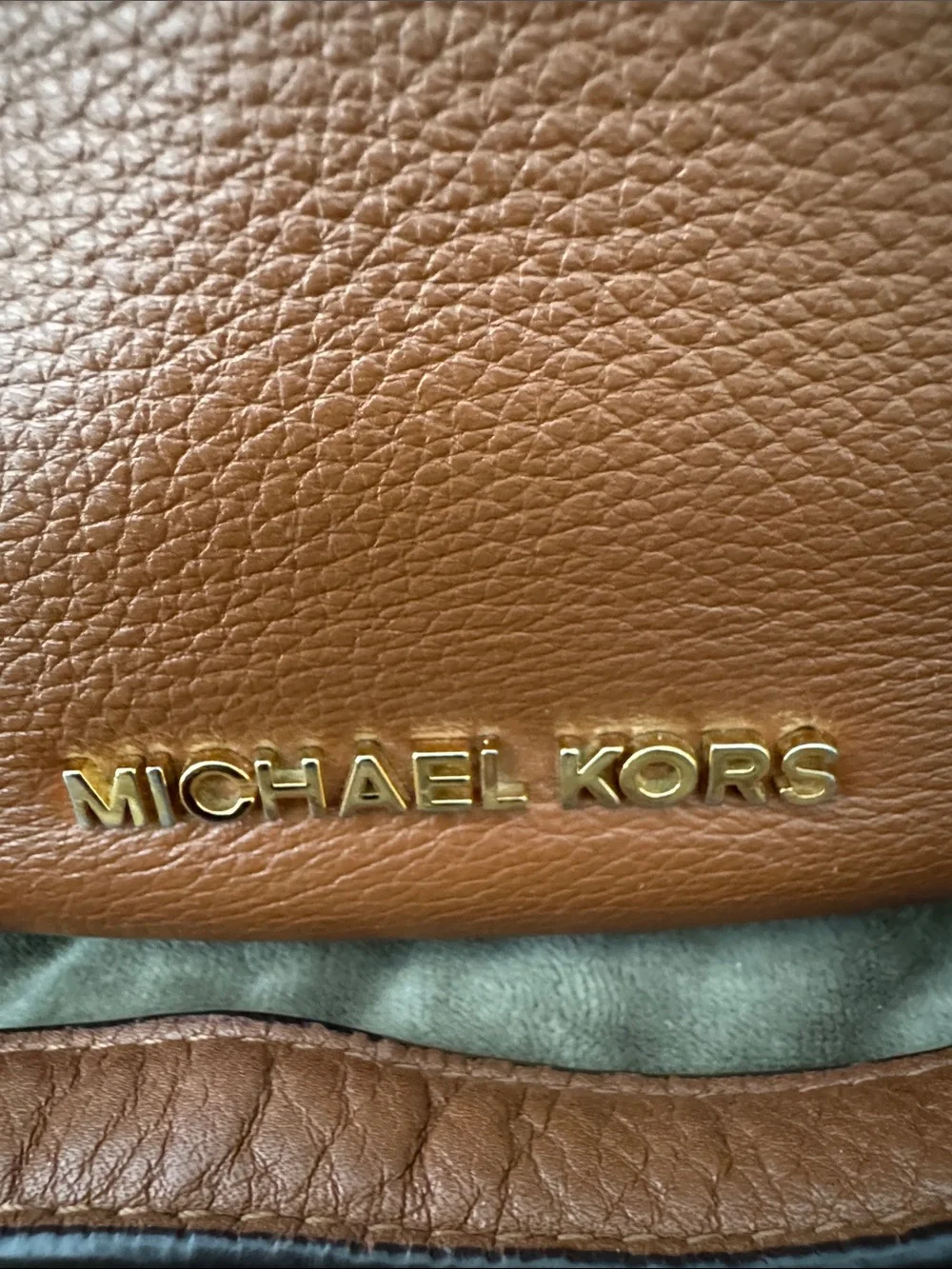 Michael Kors Cognac Pebbled Leather Bag with Gold Hardware